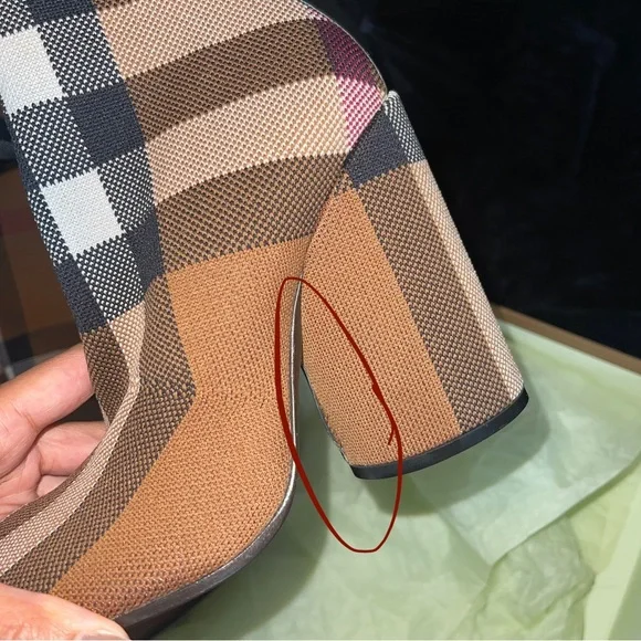 NIB Burberry 36 Anita Knit Check Over-the-Knee Thigh High Stretch Boots in Brown - Picture 17 of 17